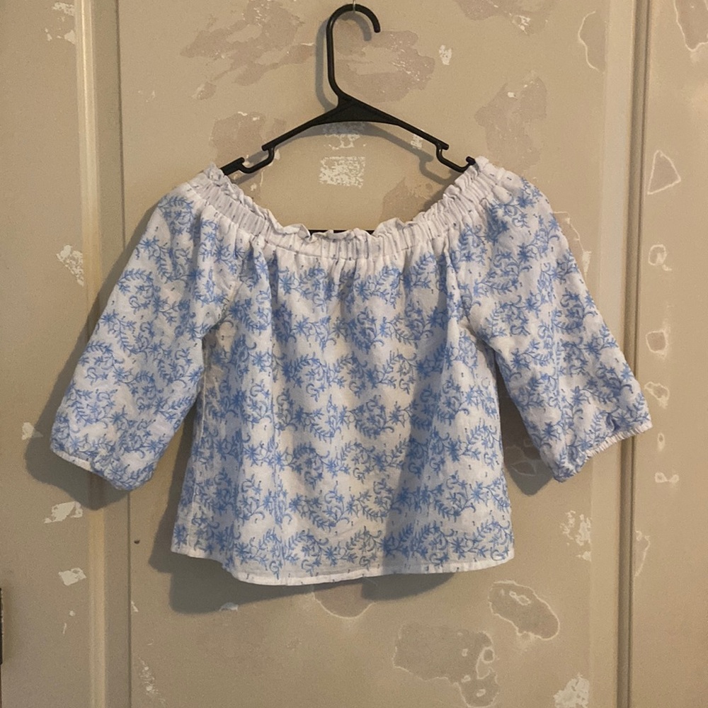 COPY - white and blue ruffle blouse